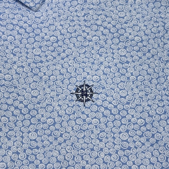 B. Draddy Sport Polo Shirt Mens Medium Blue Geometric Nylon Spandex Collared - Picture 8 of 13